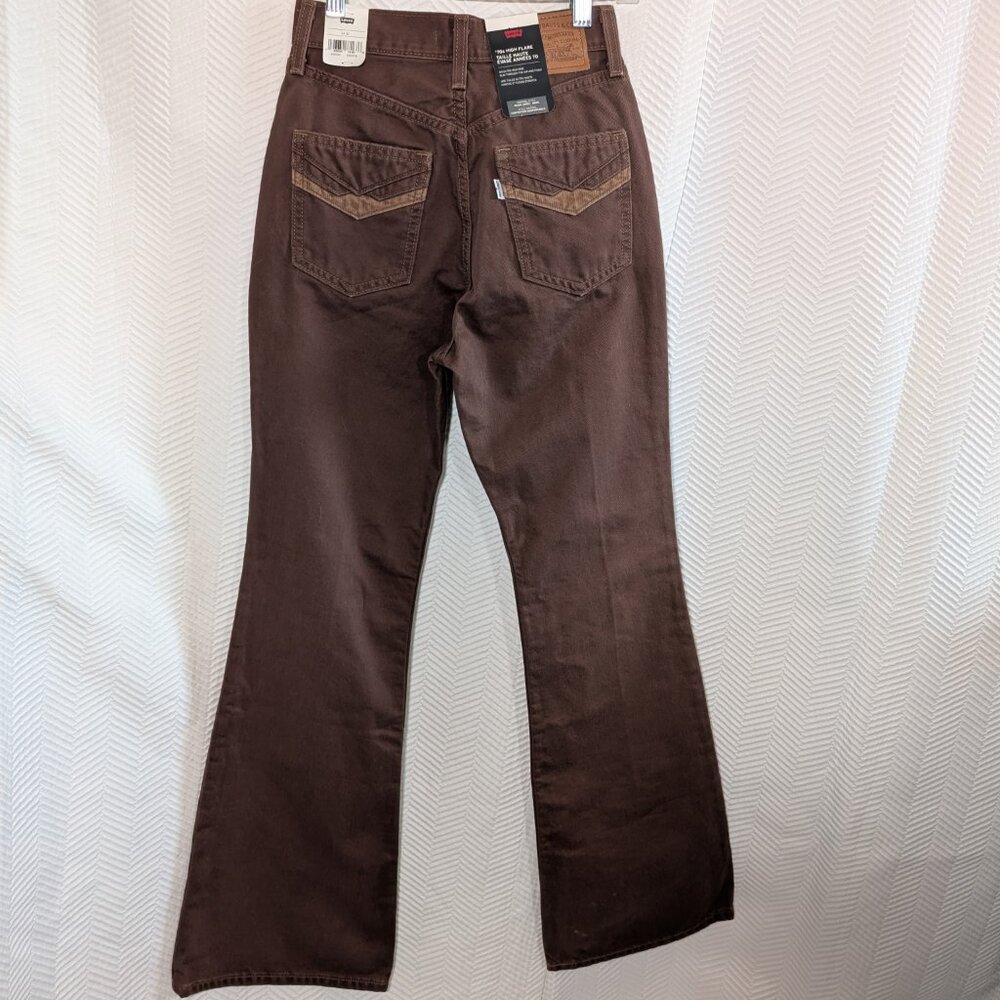 NWT Levi’s 70s Movin’ On Flare Jeans Chocolate Brown High Rise Retro Size 24/32 - Picture 6 of 12